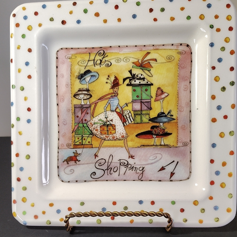 Colorful Polka Dot Square Plate